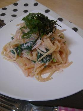 たらことほうれん草のクリームパスタ☆