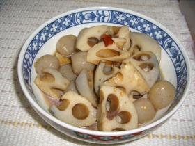 レンコンとこんにゃくの炒め煮