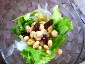 ヘルシー☆お豆と玉ねぎのサラダ