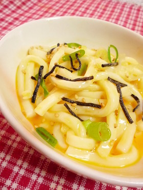 塩昆布で❤ぶっかけうどん～釜玉風～
