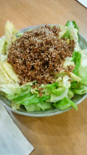 春キャベツとひき肉でスタミナサラダ風♪