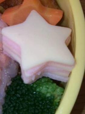 キャラ弁♡簡単おかず！ハムとチーズ重ね♡