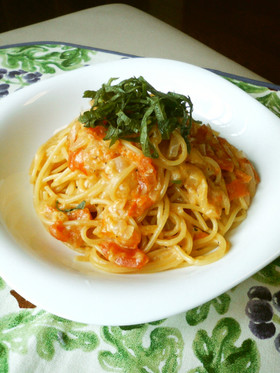 大葉香るフレッシュトマトのチーズパスタ♪