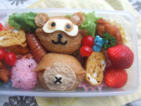 簡単！キャラ弁　たぬきおいなりさん弁当