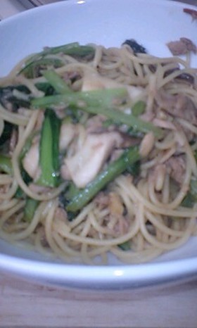 大葉にんにく醤油でパスタ