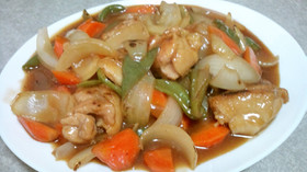 鶏肉と玉葱人参ピーマンのサッパリ甘酢煮★