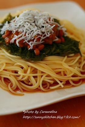 納豆とめかぶの和風冷製パスタ