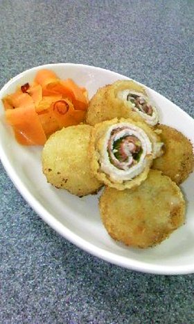お弁当にも♪梅しそボールカツ☆