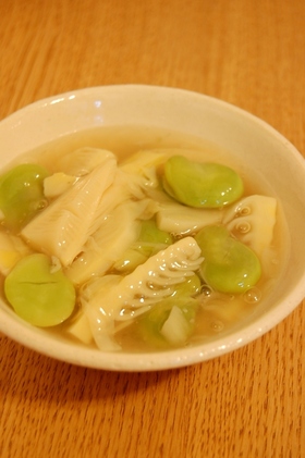 たけのことそら豆の中華風とろみ煮