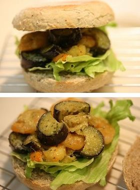 エビとナスのカレー風味サンド