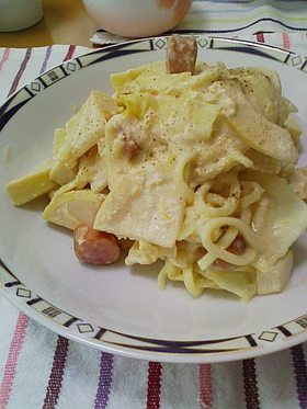 豆乳で作るヘルシー筍入りカルボナーラ