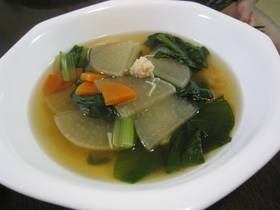 ホタテと野菜のオイスターソース・スープ