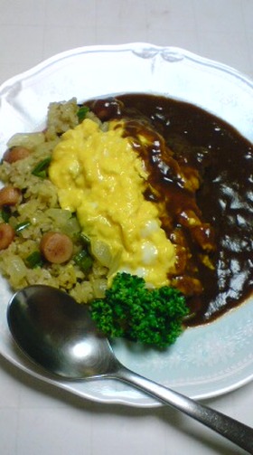 Ｗカレーのとろとろオムライス｡*☆