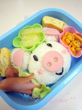 キャラ弁♡簡単ぶたさん弁当
