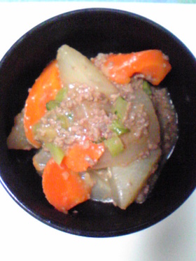 大根と人参のこってりひき肉煮