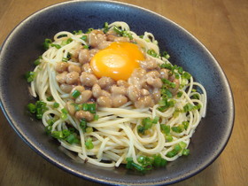 簡単♪おいしい♪塩昆布納豆パスタ
