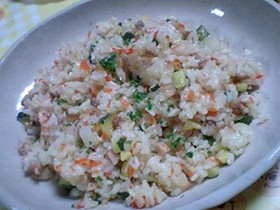 鶏とズッキーニのピラフ