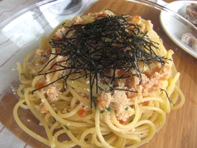 明太子とイクラの和風しそパスタ