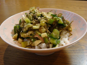 夏をのりきる！！ネバネバのっけごはん。