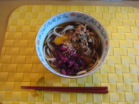 さっぱり！柴漬けと納豆の冷製麺