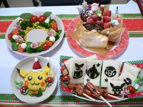 クリスマスにピカチュウサンタのオムライス