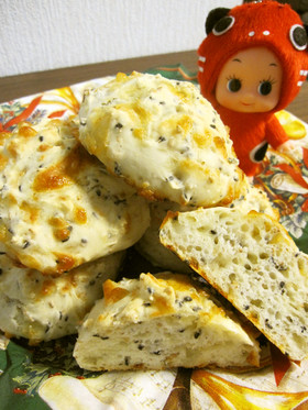 ワンボールで簡単ごまチーズパン♥