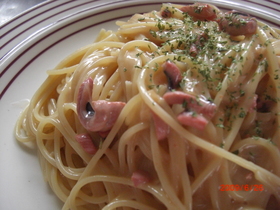 旦那大好き♡簡単塩辛クリームパスタ♡