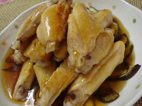 鶏スペアリブとなすの甘酢あんかけ☆