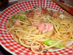 ●茗荷とベーコンのパスタ●