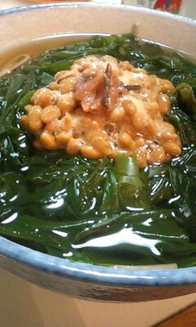 ダイエットに最適☆梅香るワカメ納豆蕎麦