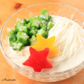七夕★おくら&パプリカの天の川そうめん★