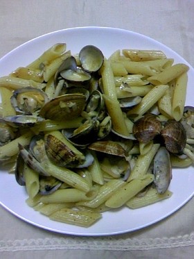 あさりとシメジの酒蒸しパスタ