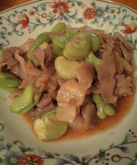そら豆と豚肉の豆板醤炒め
