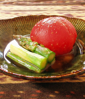 冷製 トマト&アスパラの わさび醤油だし
