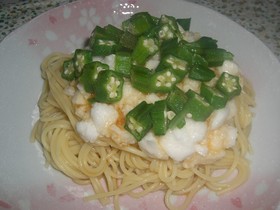 おくらと山芋の冷たいパスタ♪