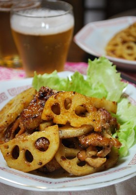 れんこんと鶏肉のコク旨!ピリ辛炒め❤