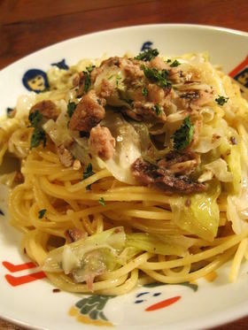 簡単!キャベツとオイルサーディンのパスタ