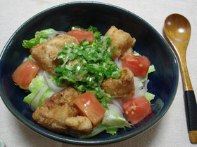 ネギ塩鶏丼♪