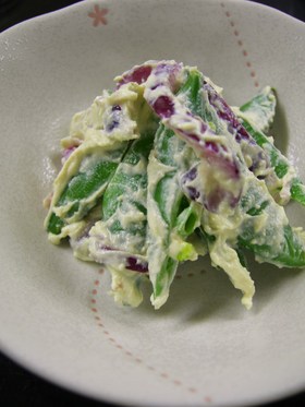 スナップえんどうの豆腐マヨネーズ和え