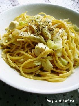 キャベツとクリームチーズのパスタ
