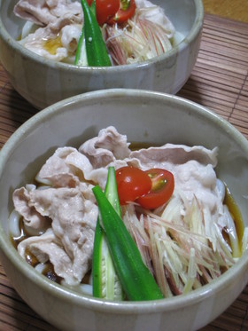 豚しゃぶとみょうがの冷やしうどん