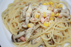 焼きさけあらほぐしパスタまな板包丁いらず