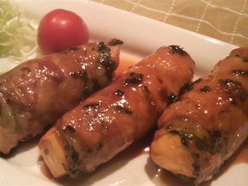 ❀大葉にんにく醤油で豆腐の豚肉巻き❀