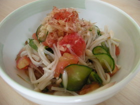＊トマトとみょうがとえのきのマヨポン酢＊