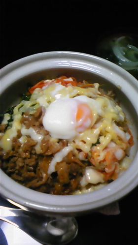 土鍋でチーズビビンバ!