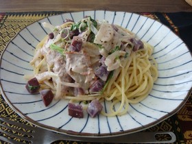 紫芋でほっこり可愛いピンククリームパスタ
