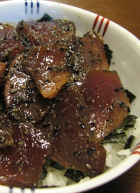 ねっとりウマイ！かつおのゴマ漬け丼