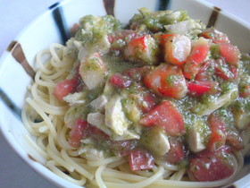 簡単★胡瓜とトマトの冷製パスタ