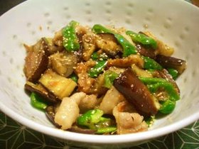 豚味噌なすピーマン炒め