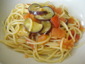 トマトと茄子のさわやかパスタ